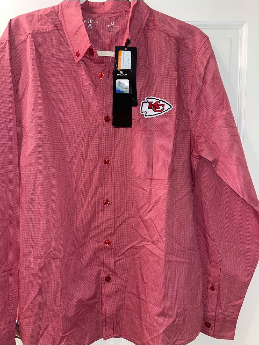NWT Antigua Kansas City Chiefs Red Button-Down Shirt